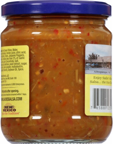 Sadie's® Roasted Hot Green Chile Salsa Perspective: back
