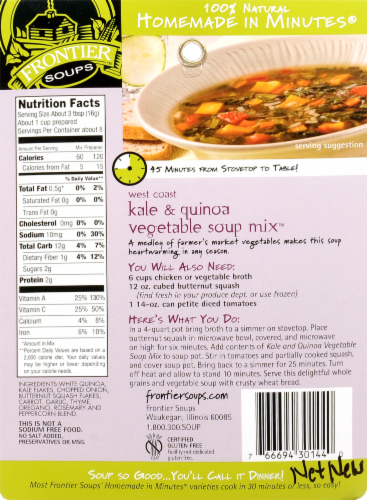 Frontier West Coast Kale Quinoa Vegetable Soup Mix Perspective: back