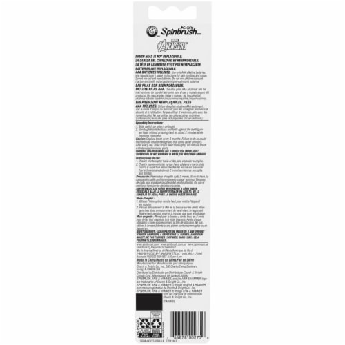 Arm & Hammer Kid's Spinbrush Avengers Super Hero Battery-Powered Toothbrush Perspective: back