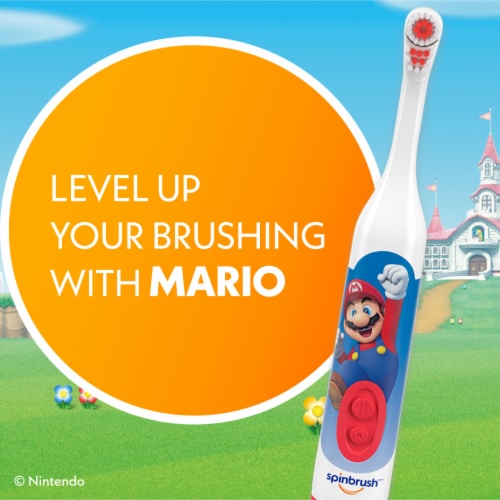 Spinbrush Kids Super Mario Electric Battery Powered Toothbrush Soft Bristles Perspective: back