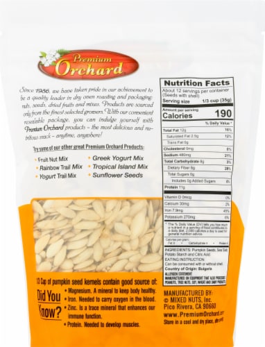 Premium Orchard Roasted Sea Salt Pumpkin Seeds Perspective: back