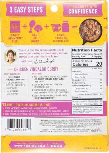 Sukhi's® Vindaloo Curry Paste Perspective: back