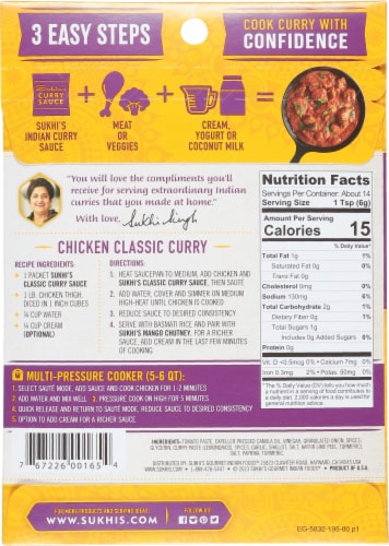 Sukhi's® Classic Indian Curry Sauce Perspective: back