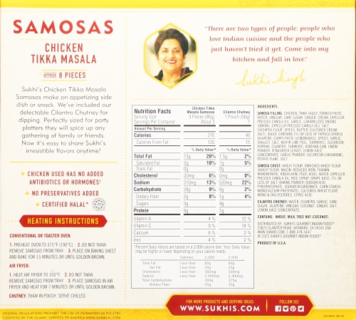 Sukhi's® Chicken Tikka Masala Samosas Frozen Appetizers Perspective: back