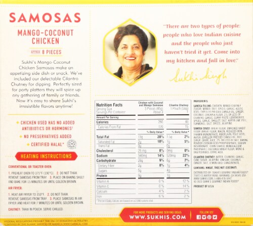 Sukhi's® Mango-Coconut Chicken Samosas Perspective: back