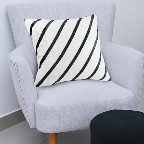 Black and White with Stripes Flannel Throw Blanket and 3 Pillow Cases Perspective: back