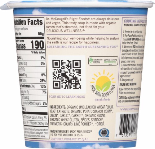 Dr. McDougall's Vegan Chicken Ramen Perspective: back