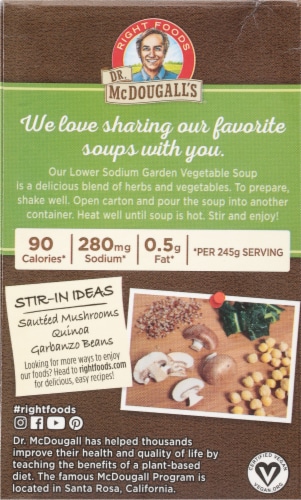 Dr. McDougall's Low Sodium Garden Vegetable Soup Perspective: back