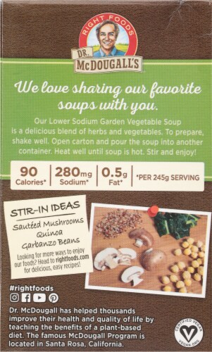 Dr. McDougall's Low Sodium Garden Vegetable Soup Perspective: back