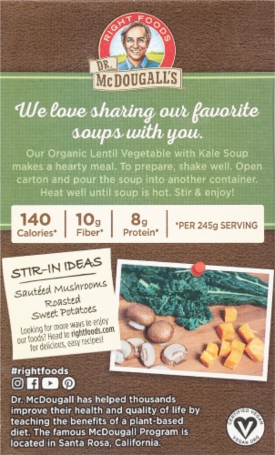 Dr. McDougall's Organic Lentil Vegetable Soup Perspective: back