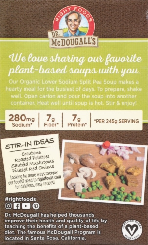 Dr McDougall's Organic Low Sodium Split Pea Soup Perspective: back