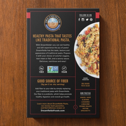 Dreamfields Vegan with Fiber Rotini Pasta Perspective: back