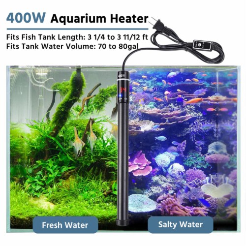 400W Submersible Adjustable Aquarium Heater Titanium Fish Tank Salt Fresh Water Perspective: back