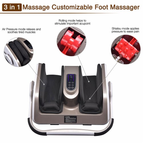 Electric Foot Massage Machine 360° Adjustable with Heat Shiatsu Roller Vibration Perspective: back