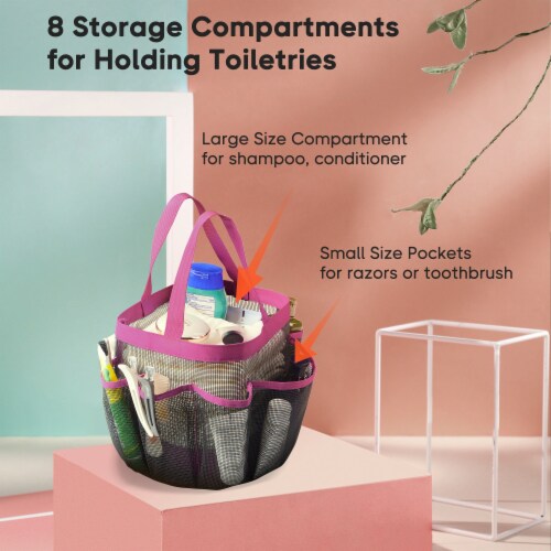 Yescom Portable 2 Packs Mesh Shower Caddy Tote 8 Pockets Bathroom