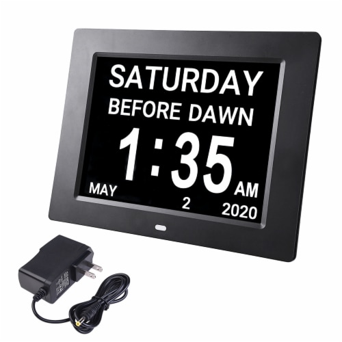 8 LCD Day Clock Digital Calendar Alarm Large Dementia Table Home Office 2 Pack Perspective: back