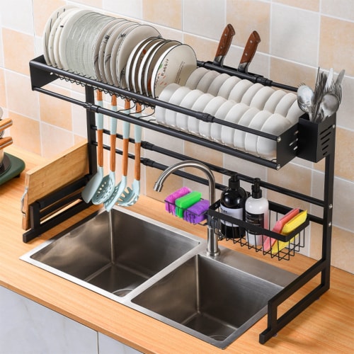 Aquaterior Over Dual Sink Dish Drying Rack Adjustable Drainer Extendable  Holder Kitchen, 1 - Fred Meyer