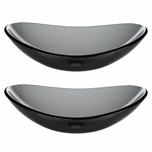 Aquaterior Bathroom Oval Tempered Glass Vessel Sink Counter Top Basin 2 Pack Perspective: back