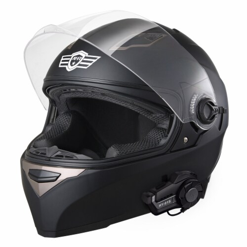 AHR RUN-F Full Face Dual Visors Motorcycle Helmet with Bluetooth Headset DOT Perspective: back