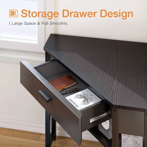 ODK Modern Triangle Corner Computer Writing Desk with Storage Drawer Black 1 Piece Fred Meyer