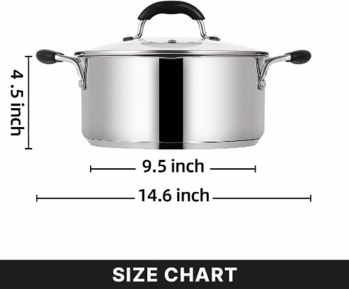 5 qt. Stainless Steel Aluminum Nonstick Stock Pot in Stainless Steel with Lid Perspective: back