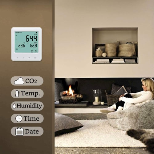 GZAIR 3 Portable Indoor Temperature & Relative Humidity Carbon Dioxide Detector Perspective: back