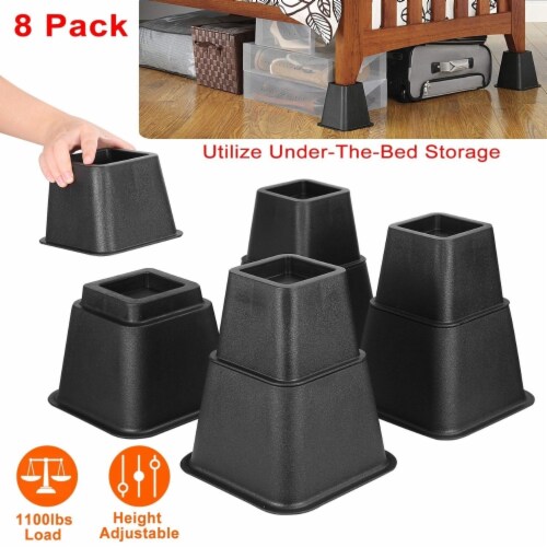 8Pcs Furniture Risers 500kg 1100lbs Capacity Bed Lifters Adjustable Couch Table Chair Risers Perspective: back