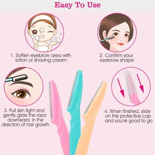 36pcs Women Eyebrow Razor Trimmer Facial Hair Remover Blade Safety Bikini Trimmer Shaper Perspective: back