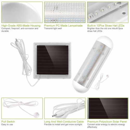 LED Solar Lights Solar Powered Security Light Kit Emergency Light Pull  Switch for Home Shed, 1 unit - Fry's Food Stores