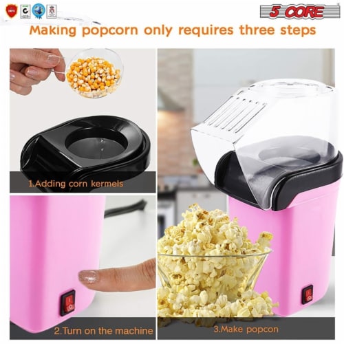 Popcorn Machine Hot Air Electric Popper Kernel Corn Maker Bpa Free No Oil 5 Core POP P Perspective: back