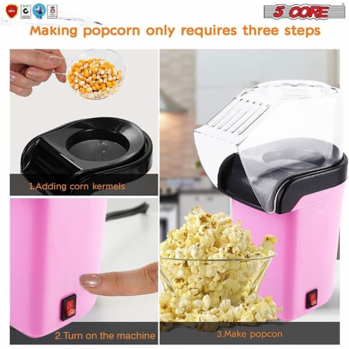 Popcorn Machine Hot Air Electric Popper Kernel Corn Maker Bpa Free No Oil 5  Core POP P, 1 unit - Fry's Food Stores