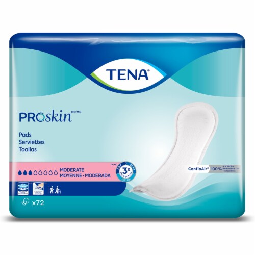 TENA ProSkin Moderate Unisex Incontinent Pad Regular Length 11 L 41309, Moderate, 72 Ct Perspective: back