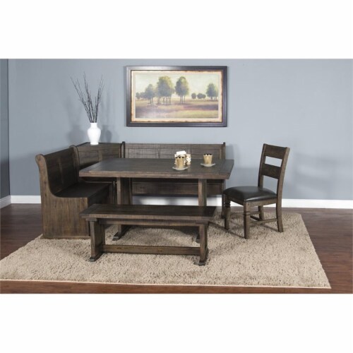 Sunny Designs Homestead 18  Farmhouse Mahogany Wood Side Bench in Tobacco Leaf Perspective: back