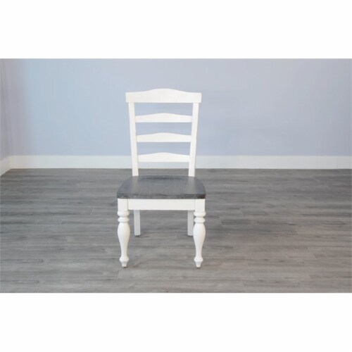 Sunny Designs Carriage House 41  Ladderback Chair with Wood Seat in White Perspective: back
