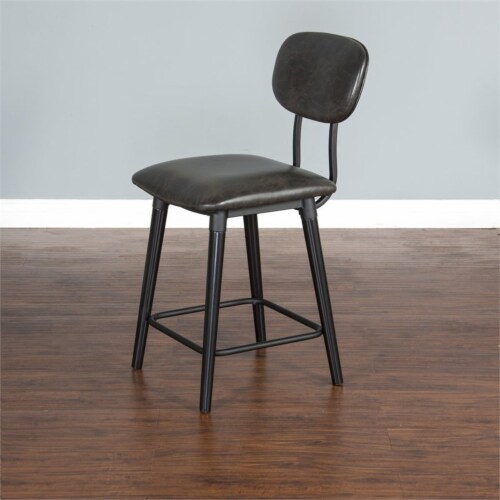 Sunny Designs 24  Metal Frame Barstool with Cushion Seat & Back in Black Perspective: back