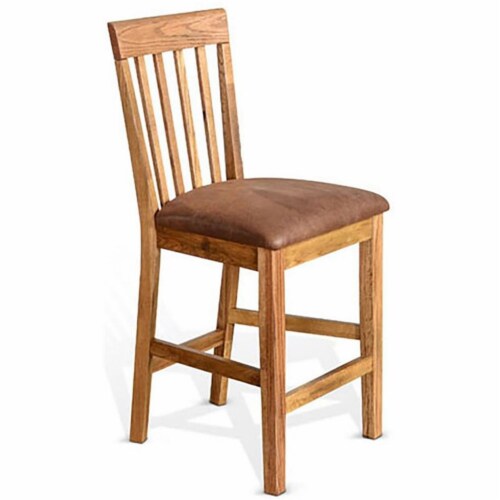 Sunny Designs Sedona 24  Wood Slatback Barstool with Cushion Seat in Rustic Oak Perspective: back