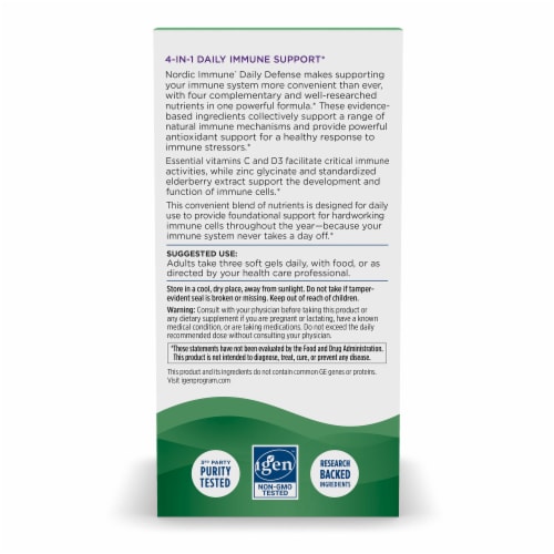 Nordic Naturals Immune Daily Defense Softgels Perspective: back