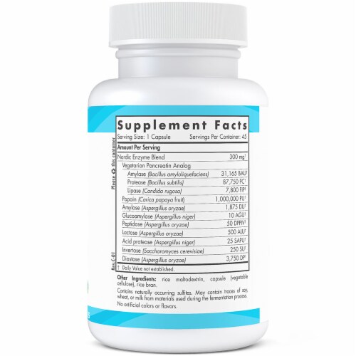Nordic Naturals® Nordic Flora Digestive Enzymes Capsules Perspective: back