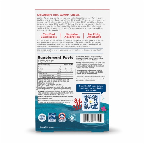 Nordic Naturals Children's DHA Tropical Punch Gummies Perspective: back