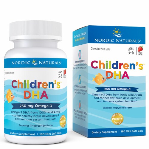 Nordic Naturals Children's DHA Strawberry Softgels 250mg Perspective: back