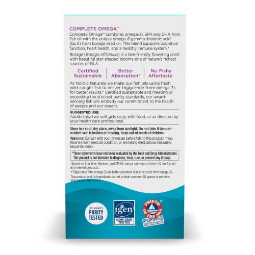 Nordic Naturals® Ultimate Omega™ Lemon Flavored Soft Gels 1280mg Perspective: back