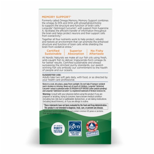 Nordic Naturals Omega Memory with Curcumin Soft Gels Perspective: back