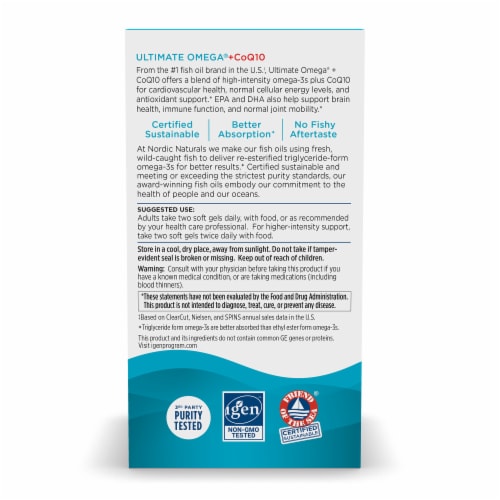 Nordic Naturals Ultimate Omega + CoQ10 Soft Gels Perspective: back