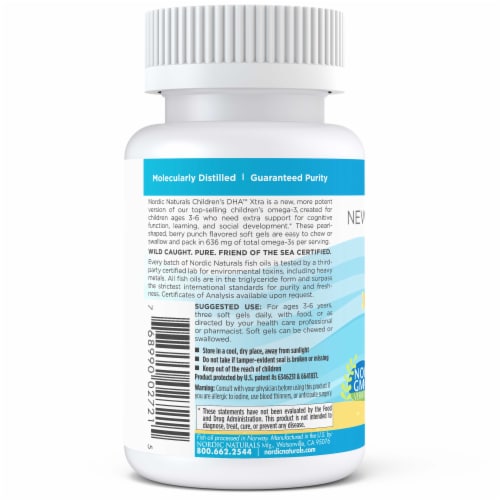 Nordic Naturals Children's DHA Extra Omega-3 Mini Soft Gels 636 mg Perspective: back