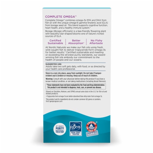 Nordic Naturals® Complete Omega-3-6-9 Fish Oil Dietary Supplement Soft Gels Perspective: back