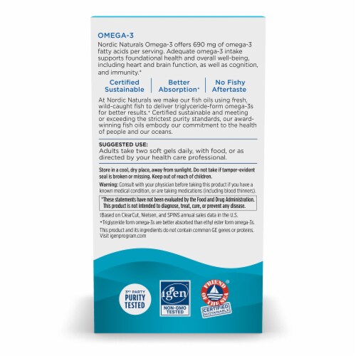 Nordic Naturals® Omega-3 Lemon Fish Oil Soft Gels Perspective: back