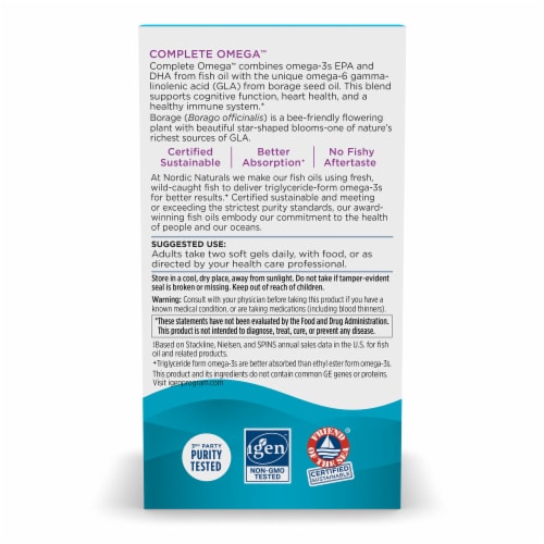 Nordic Naturals Lemon Flavor Complete Omega Soft Gels Perspective: back