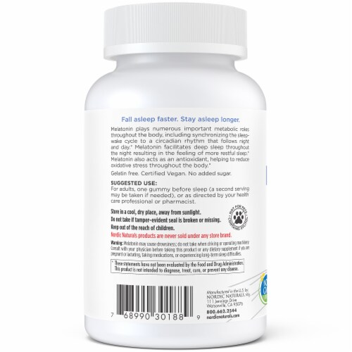 Nordic Naturals® Raspberry Flavored Melatonin 1.5mg Gummies Perspective: back