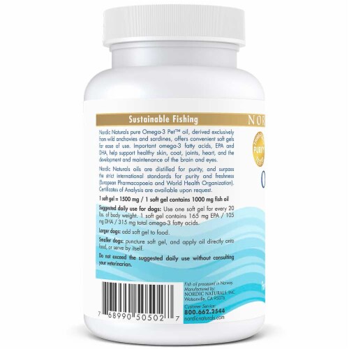Nordic Naturals Omega-3 Pet for Dogs Perspective: back