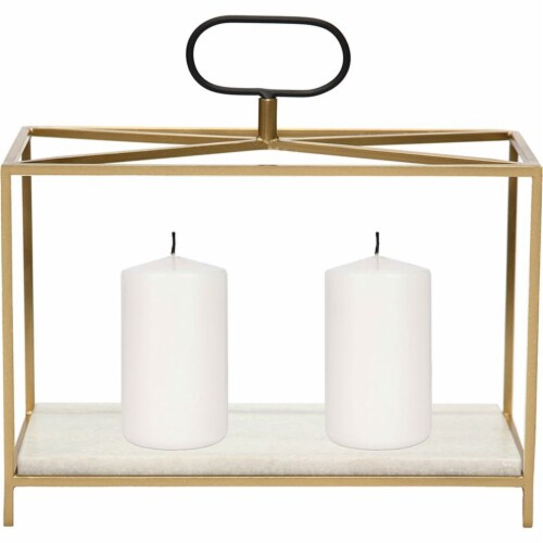 Renwil Flye Candle Holder in Gold and White Perspective: back